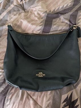 Coach Black Pebbled Leather Shoulder Hobo with Gold Hardware